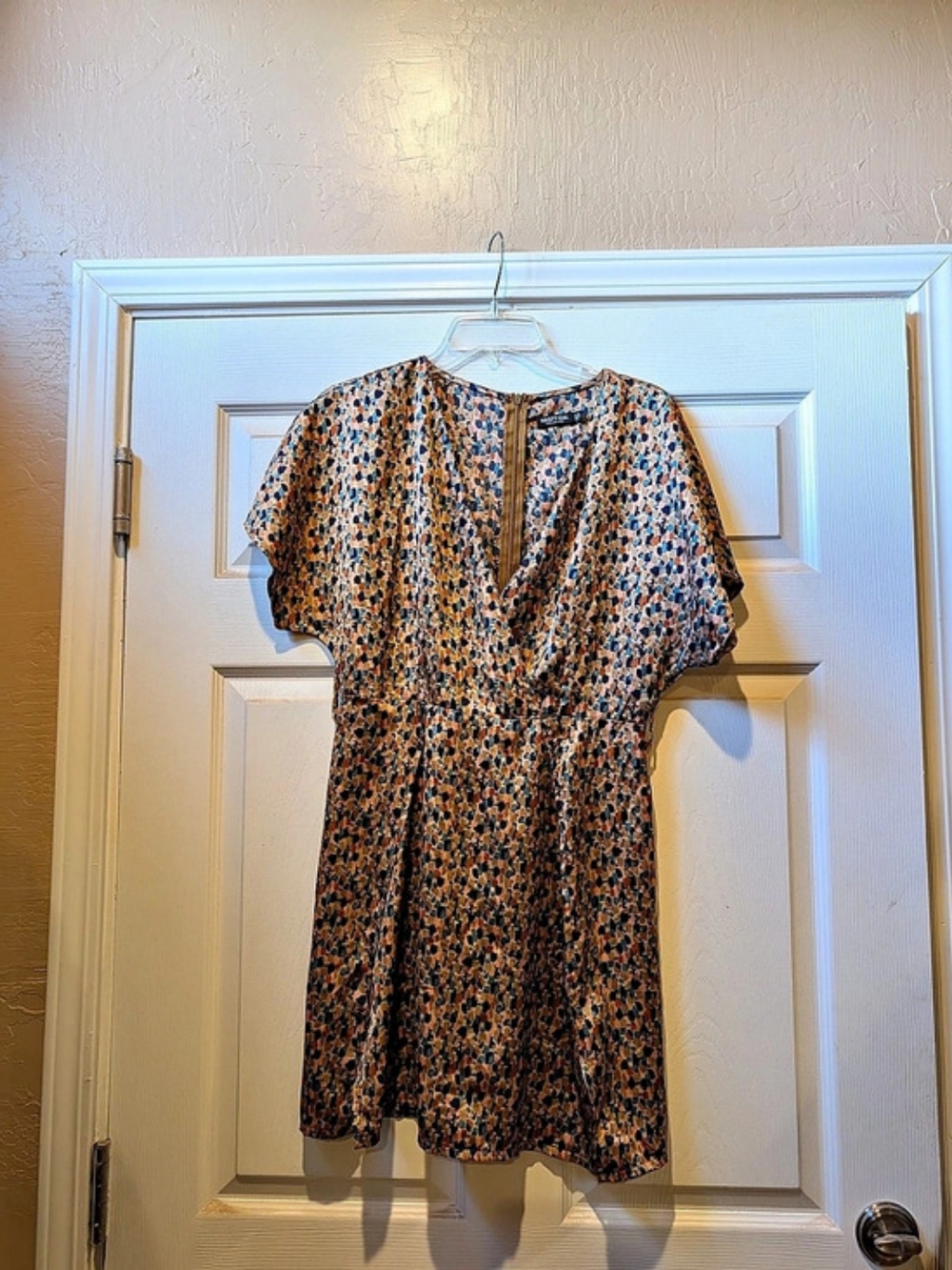 Nasty Gal Abstract Mini Dress in Brown & Blue Size 6
